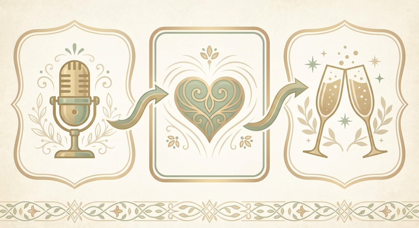 Infographic showing the structure of a mother of the groom speech: Intro, Middle, and Blessing