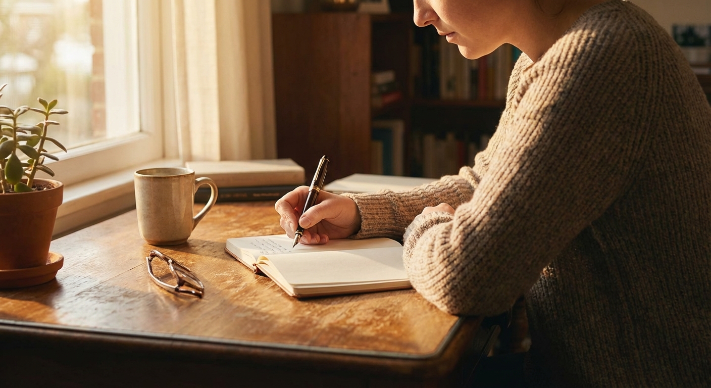 Person writing a funeral speech for their father
