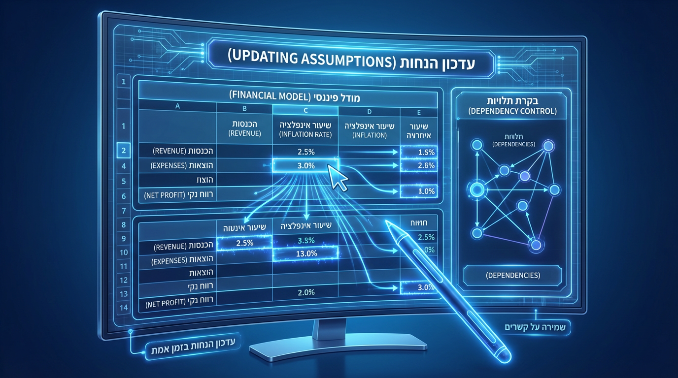 עדכון הנחות במודל פיננסי ושמירה על תלות עם Claude in Excel