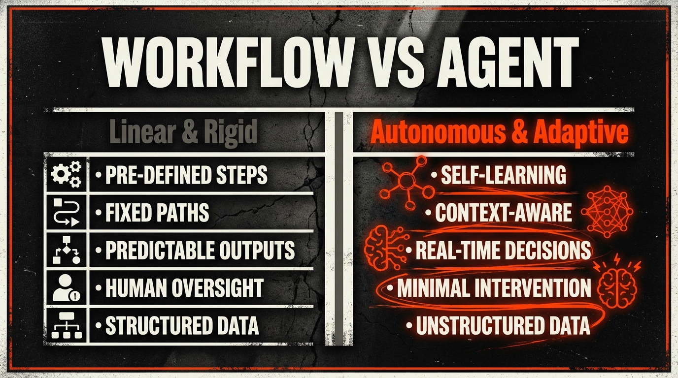 Workflow vs Agent Infographic
