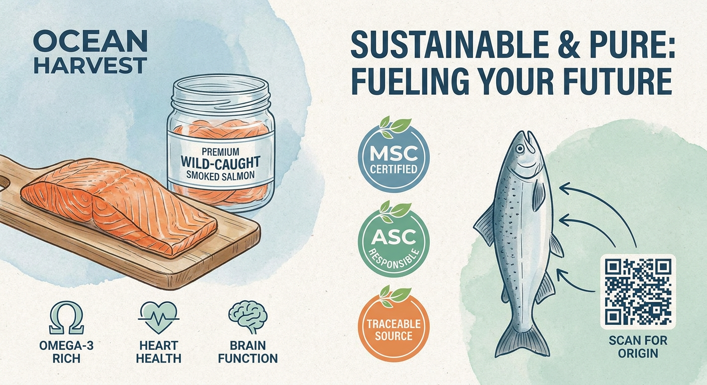 Sustainable seafood private label branding with health cues traceability and eco certification