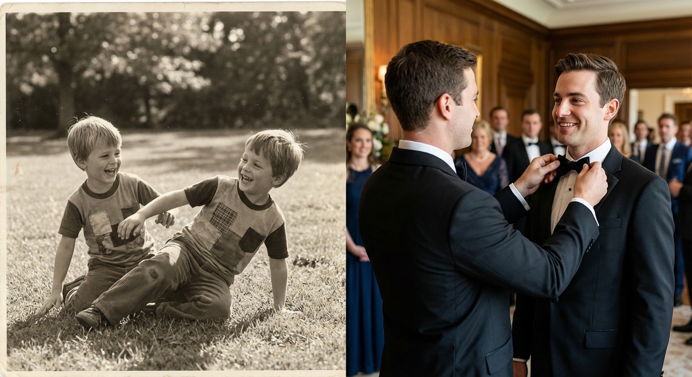 Best man raising a toast at a wedding